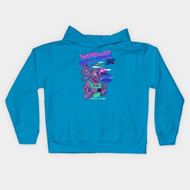 Werewolf Beach Games Kids Hoodie by Hillary White Rabbit